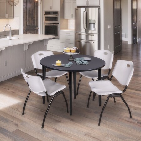 Regency Kahlo Round Table & Chair Sets, 48 W, 48 L, 29 H, Wood, Metal, Plastic Top, Grey TPL48RNDGYBK47GY